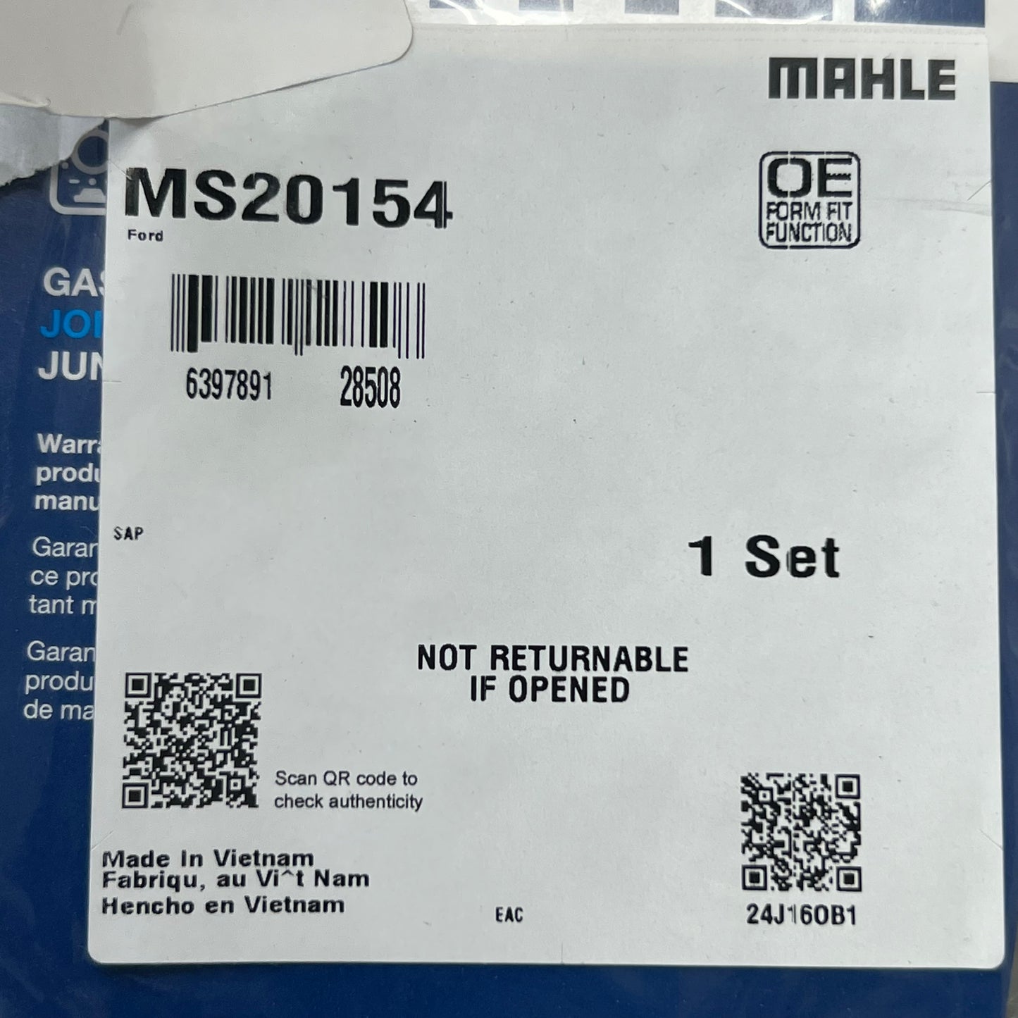 MAHLE Engine Intake Manifold Gasket For Ford MS20154