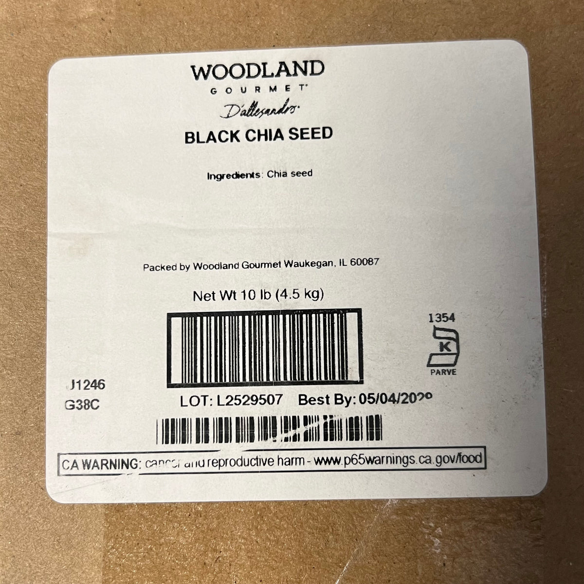 WOODLAND Organic Black Chia Seed Oval Shaped Edible 10 Lbs Brown BB 05/29