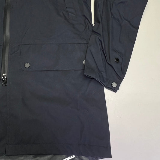 BARO Hooded Zip Closure Waterproof Drywear Long Trench Coat Unisex Sz M Black