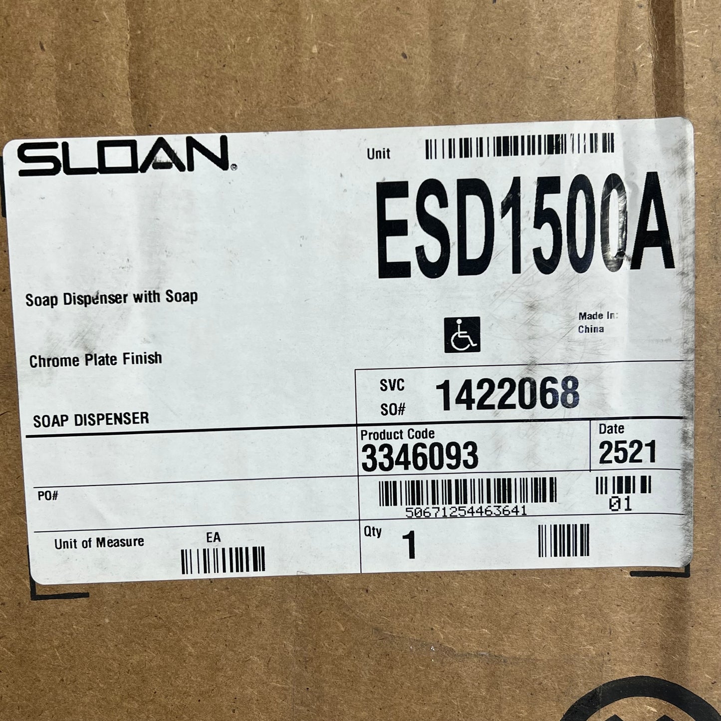 SLOAN Deck Mounted Automatic Foam Soap Dispenser & Faucet Chrome ESD1500A