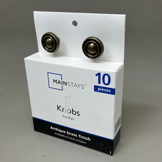 MAINSTAYS(10 PACK) Traditional Cabinet Knobs 1" Screws 1-3/16 Dia Antique Brass