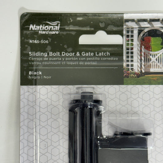 NATIONAL HARDWARE Sliding Bolt Door & Gate Latch Sz 6"L x 2.5"W Black N165-506