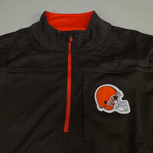 NFL Cleveland Browns Quarter Zip Pullover Shirt Long Sleeve XL Brown 1802969