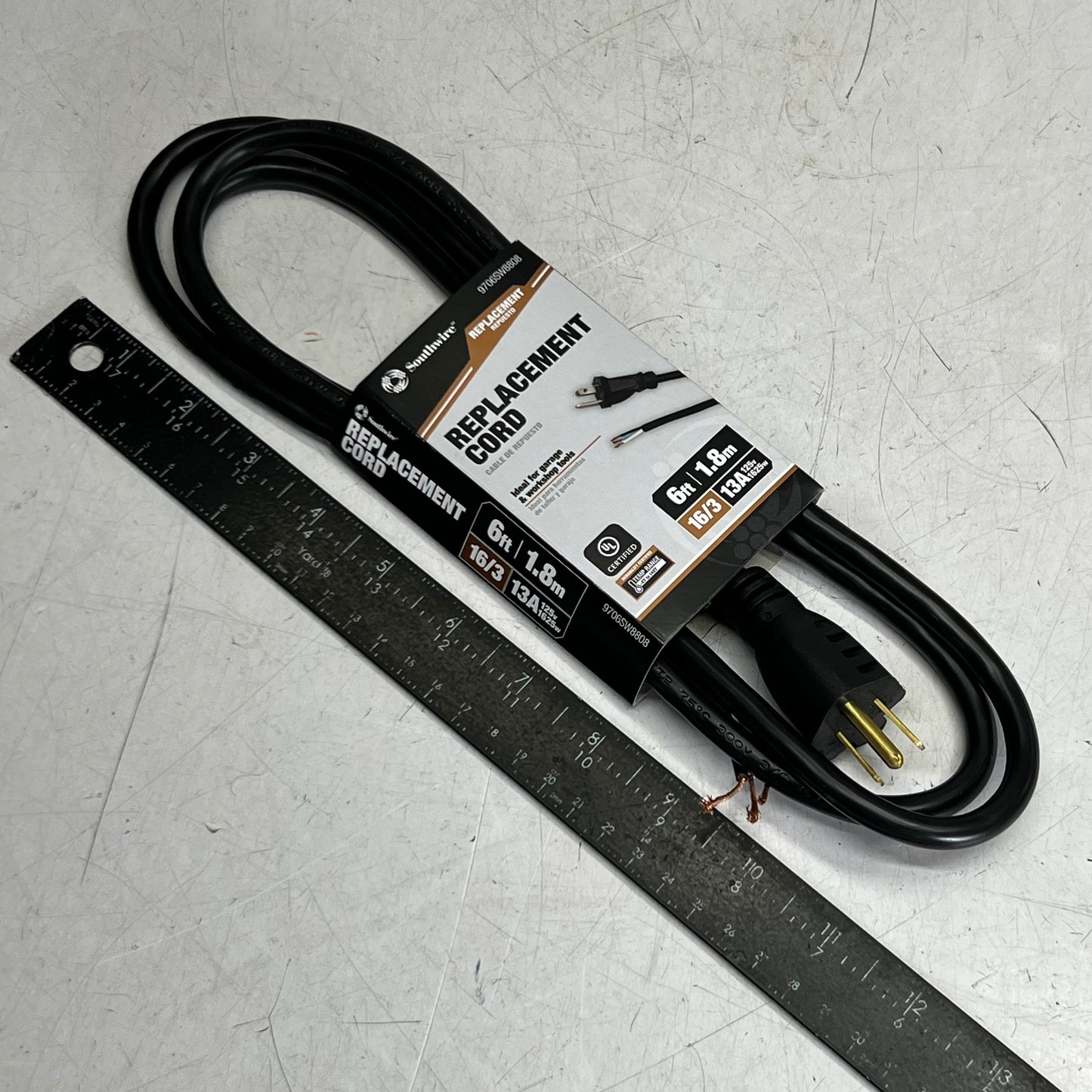 SOUTHWIRE Prong Black Universal appliance Appliance Power Cord 13A Sz 6ft, 9706SW8808