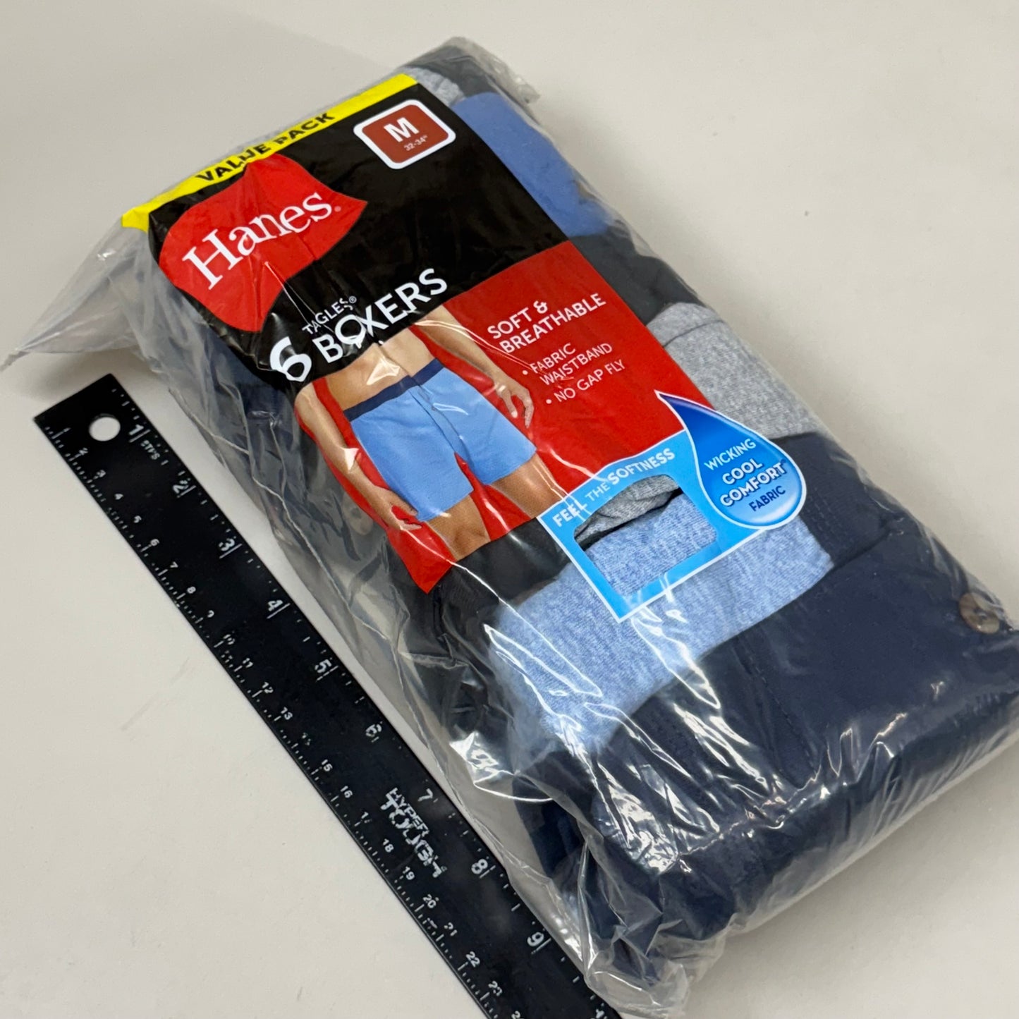 HANES (6 PACK!) Men's Boxer Briefs Sz M 32-34" Black/Blue/Grey MKCB06