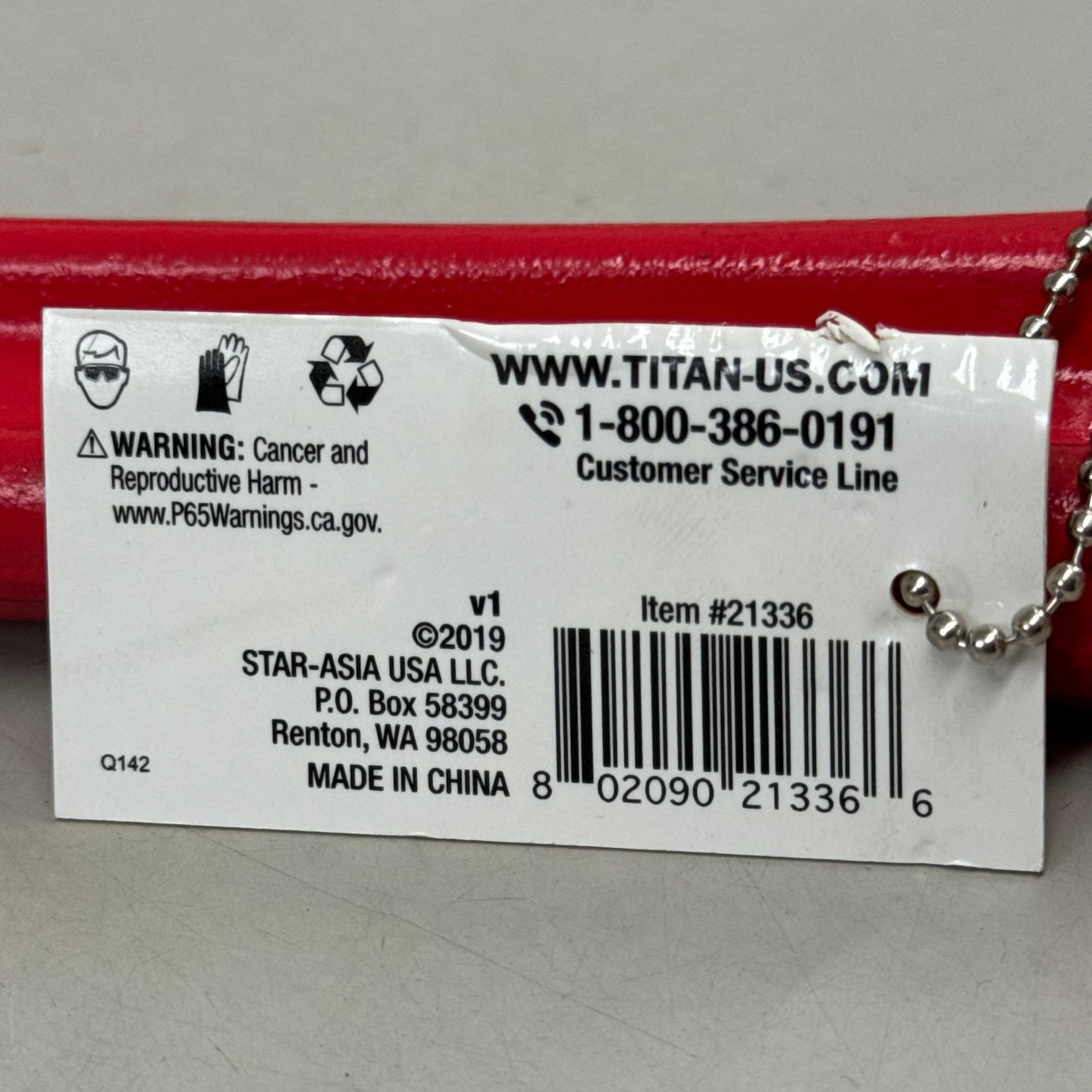 TITAN Large Heavy-Duty Straight Pipe Wrench 36" Red 21336