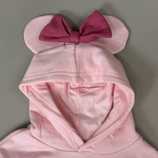 DISNEY BABY Minnie Mouse Romper w/ Hood & Pocket Baby Sz 6-12 Months Pink RPHK