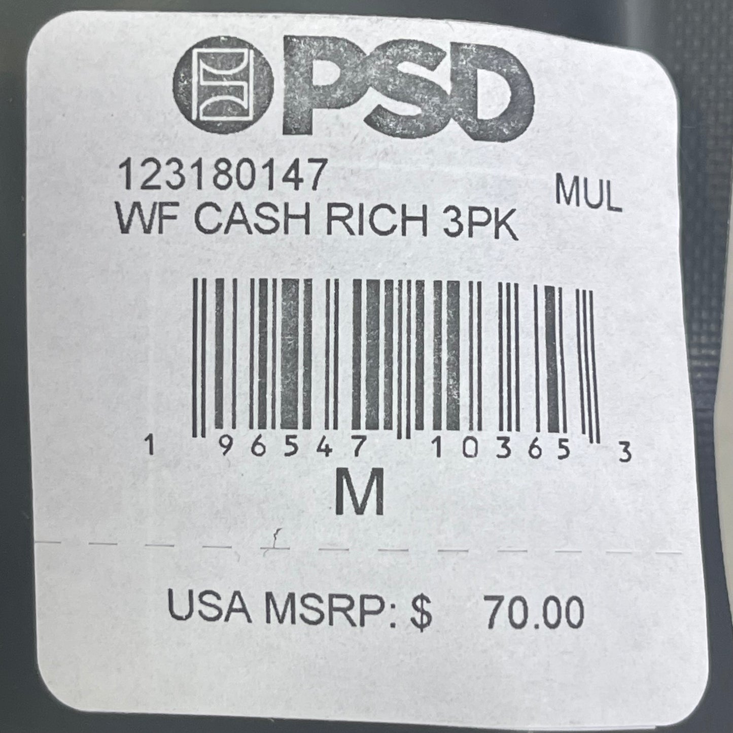 PSD (3 PACK) Warface Men's Boxer Briefs Medium WF CASH RICH