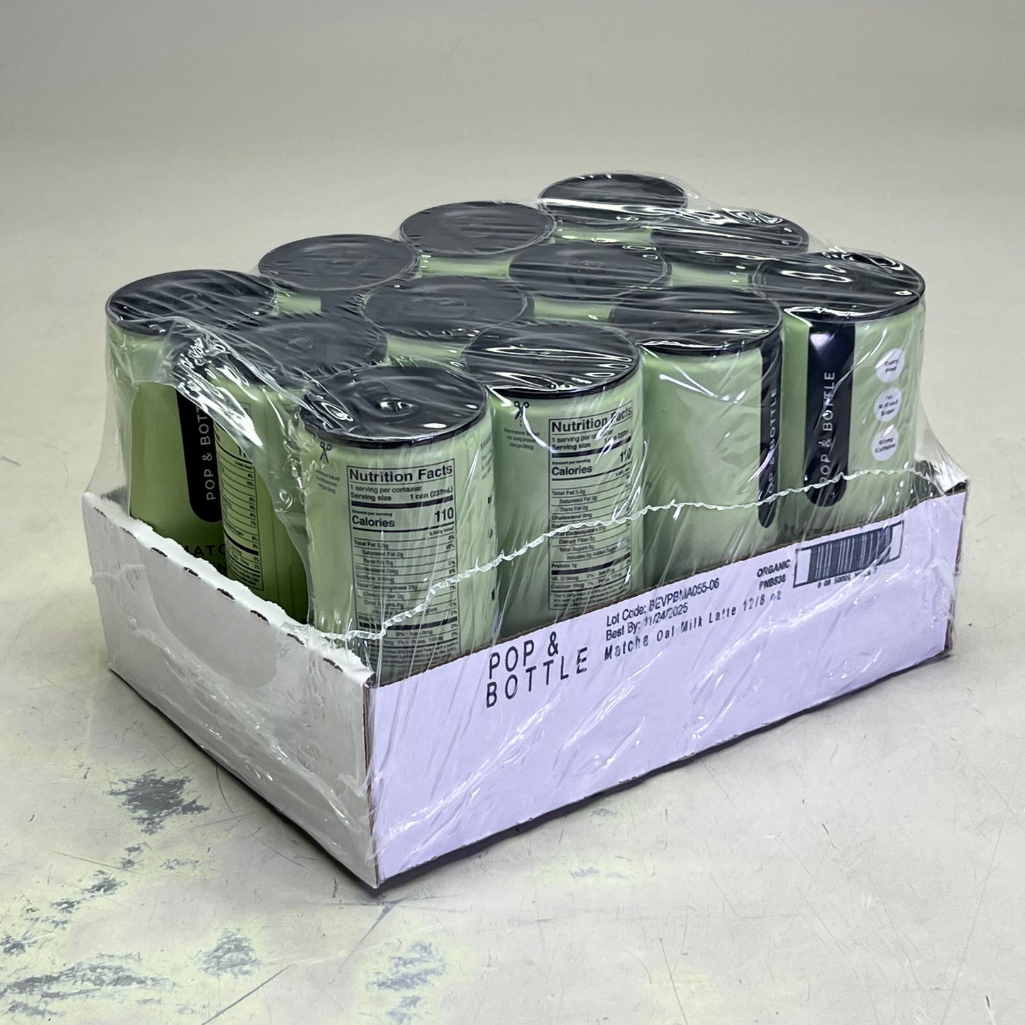 ZA@ POP & BOTTLE (12 PACK) Matcha Green Tea Reishi & Maitake 8 fl oz BB 11/25