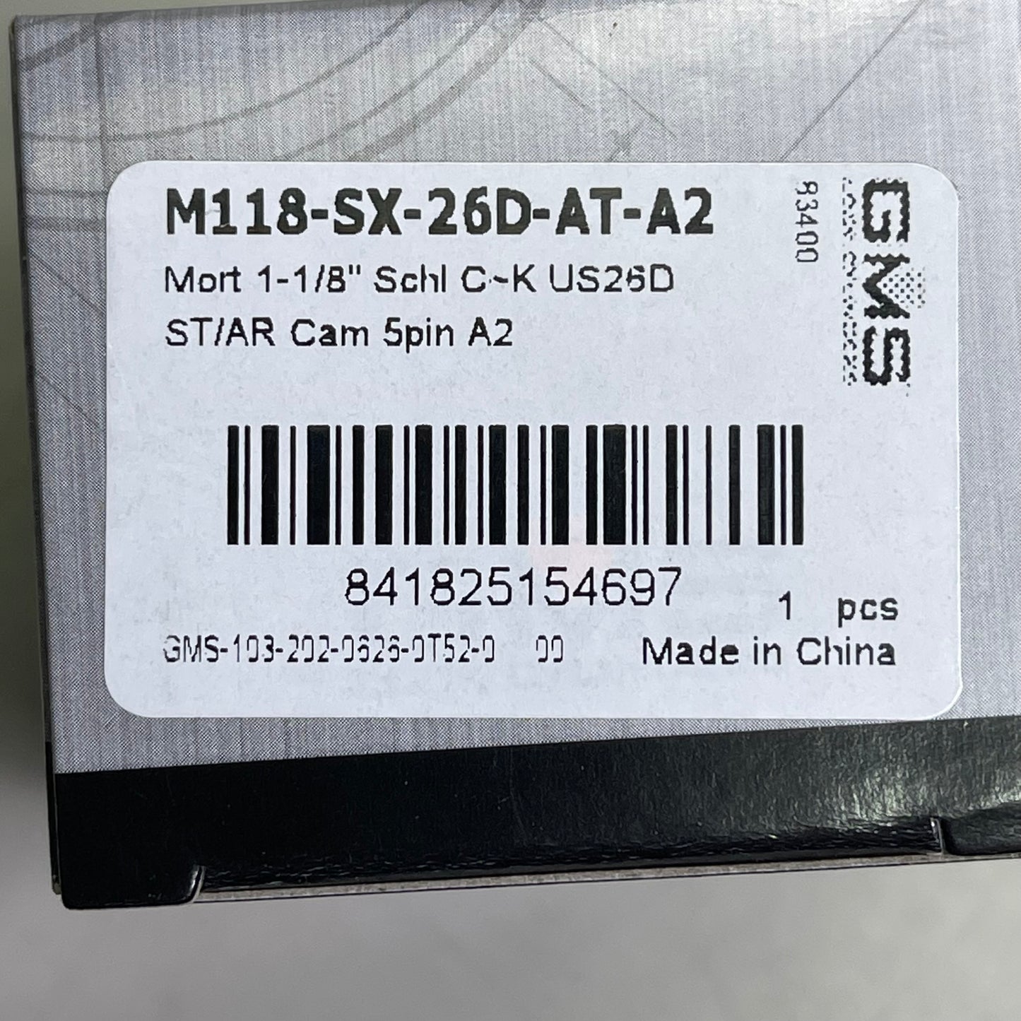 GMS (2-PACK) Mortise Lock Cylinders 1-1/8" Schlage 5 Pin Keys M11-SX-26D-AT-A2