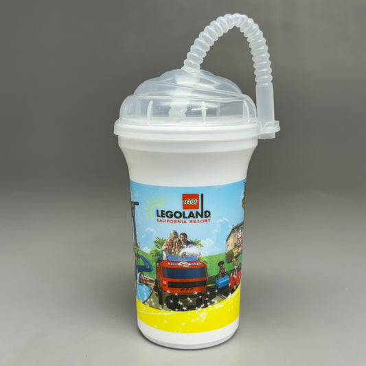 LEGOLAND California Resort (2 PACK) Plastic Cup w/ Lid & Straw 10 oz AUTHENTIC!