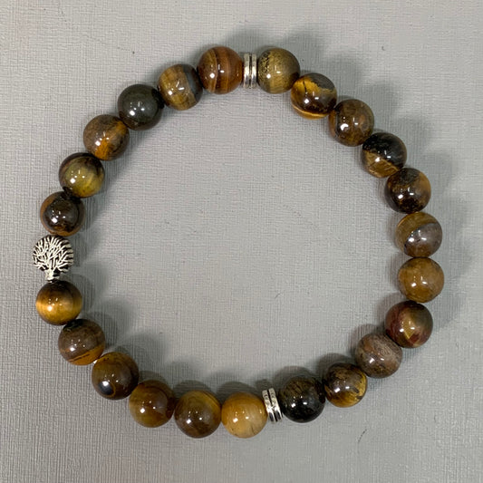 BEST WHOLESALE (12 PACK) Beaded Dark Brown Crystal Bracelets 3" Silver Tree New