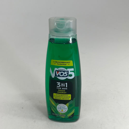 ZA@ VO5 (3 PACK) 3 In 1 For Men Fresh Energy Shampoo, Conditioner & Body Wash 15 Fl Oz