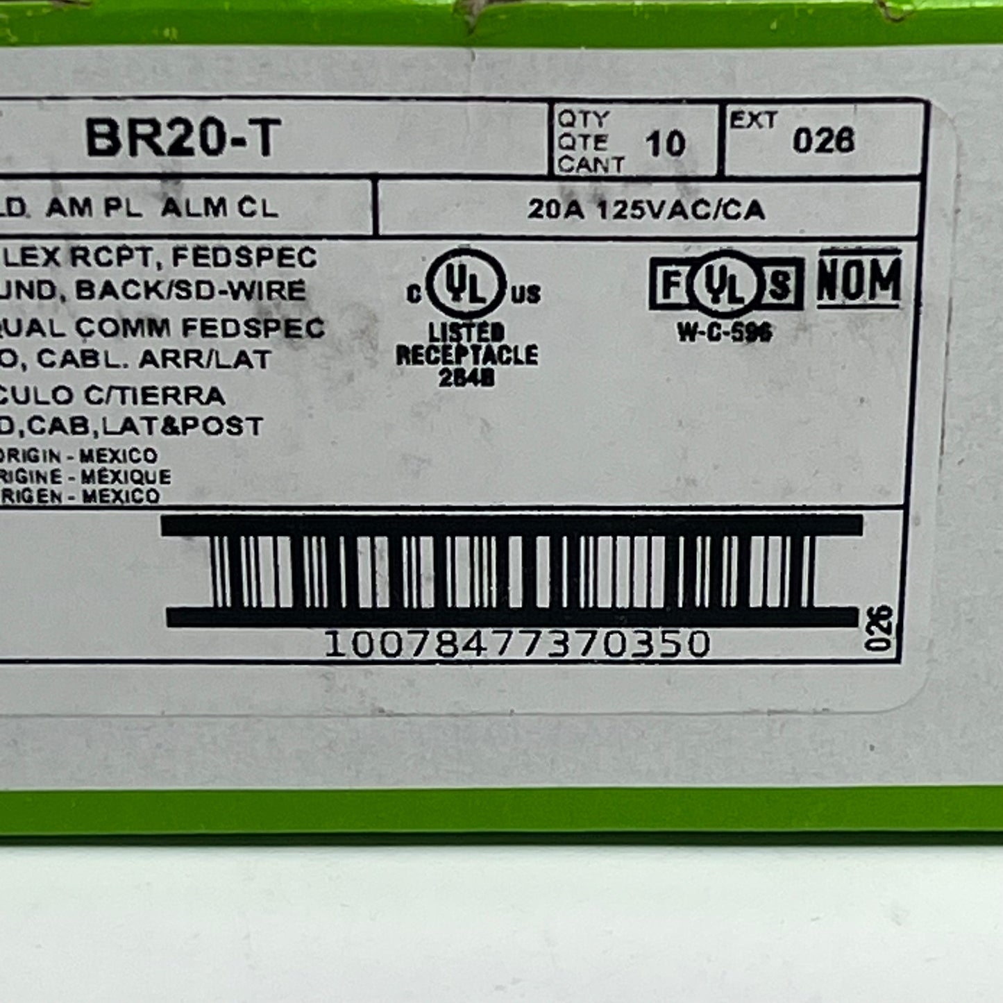 ZA@ LEVITON (10 PACK) Duplex Receptacle/outlet Commercial Grade 20 AMP Light Almond