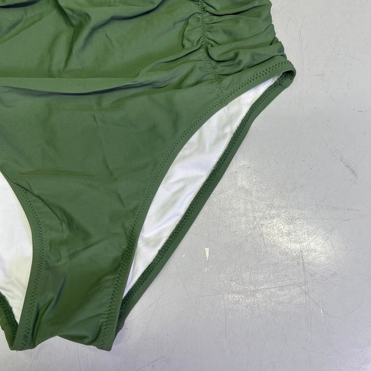 CHARMO Tie Strap One Piece Scrunched Torso Swimsuit Women's Sz M Olive Green