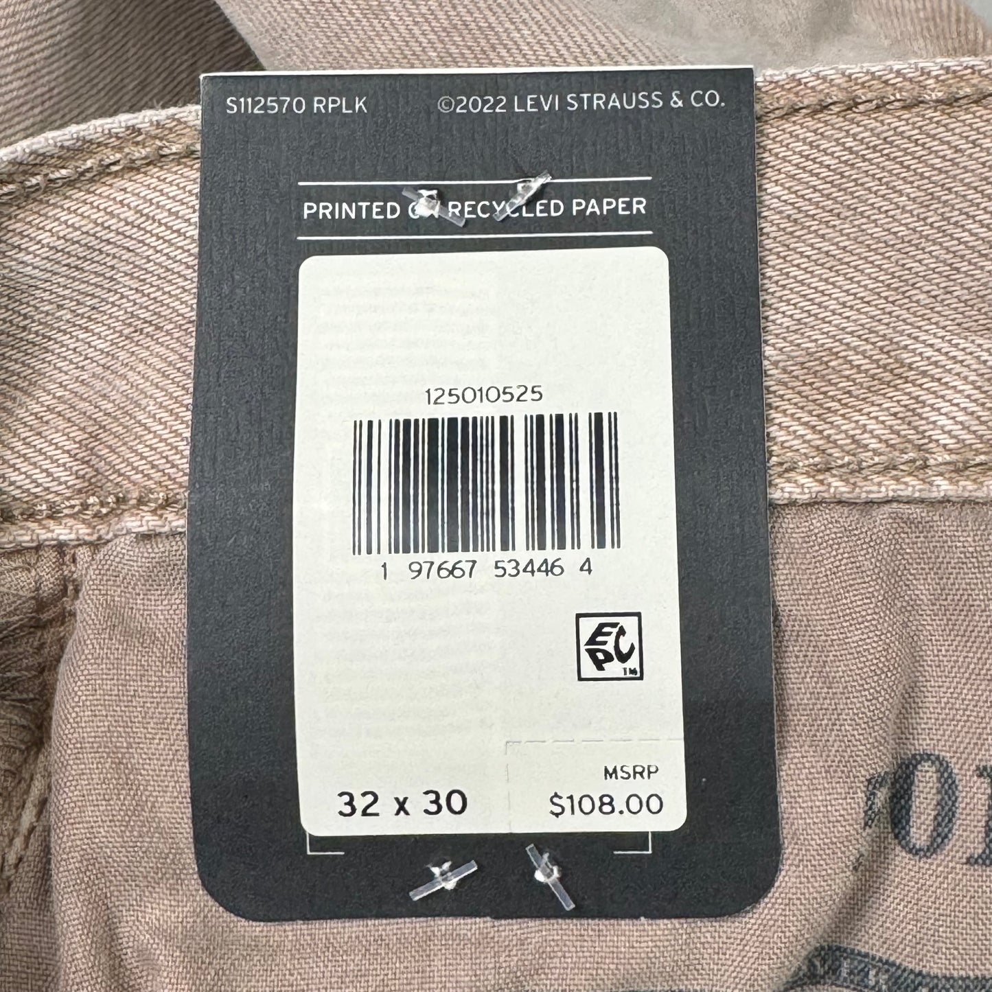 LEVIS 501 Original High Rise Straight Leg Jeans Women's Sz 32x30 Tan 125010525