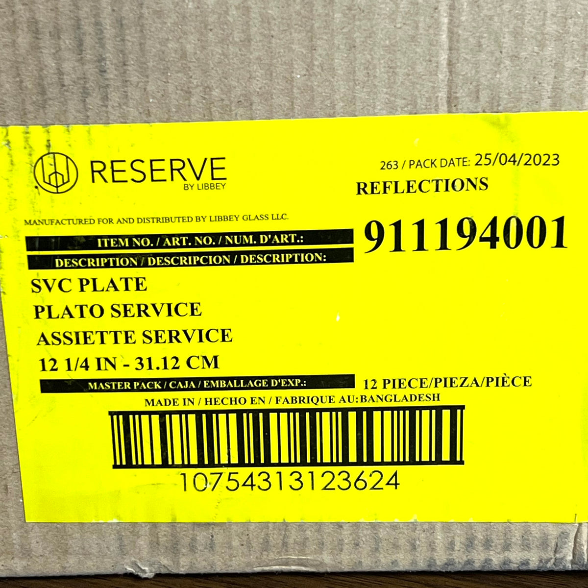 LIBBEY (SET OF 12) Reserve Reflections Porcelain Plate 12 1/4" White 911194001