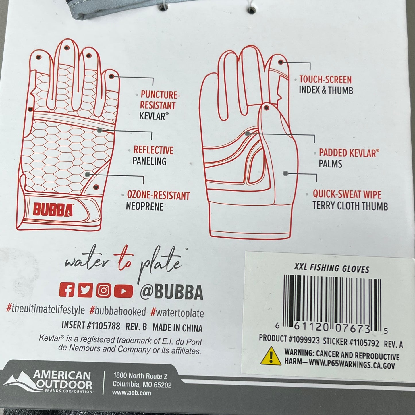BUBBA Ultimate Fishing Gloves Puncture-Resistant Materials Unisex Sz XXL 1099923