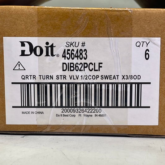 DO IT BEST (6 PACK) Quarter Turn Straight Valve 1/2"COP x 3/8"OD DIB62PCLF 456483