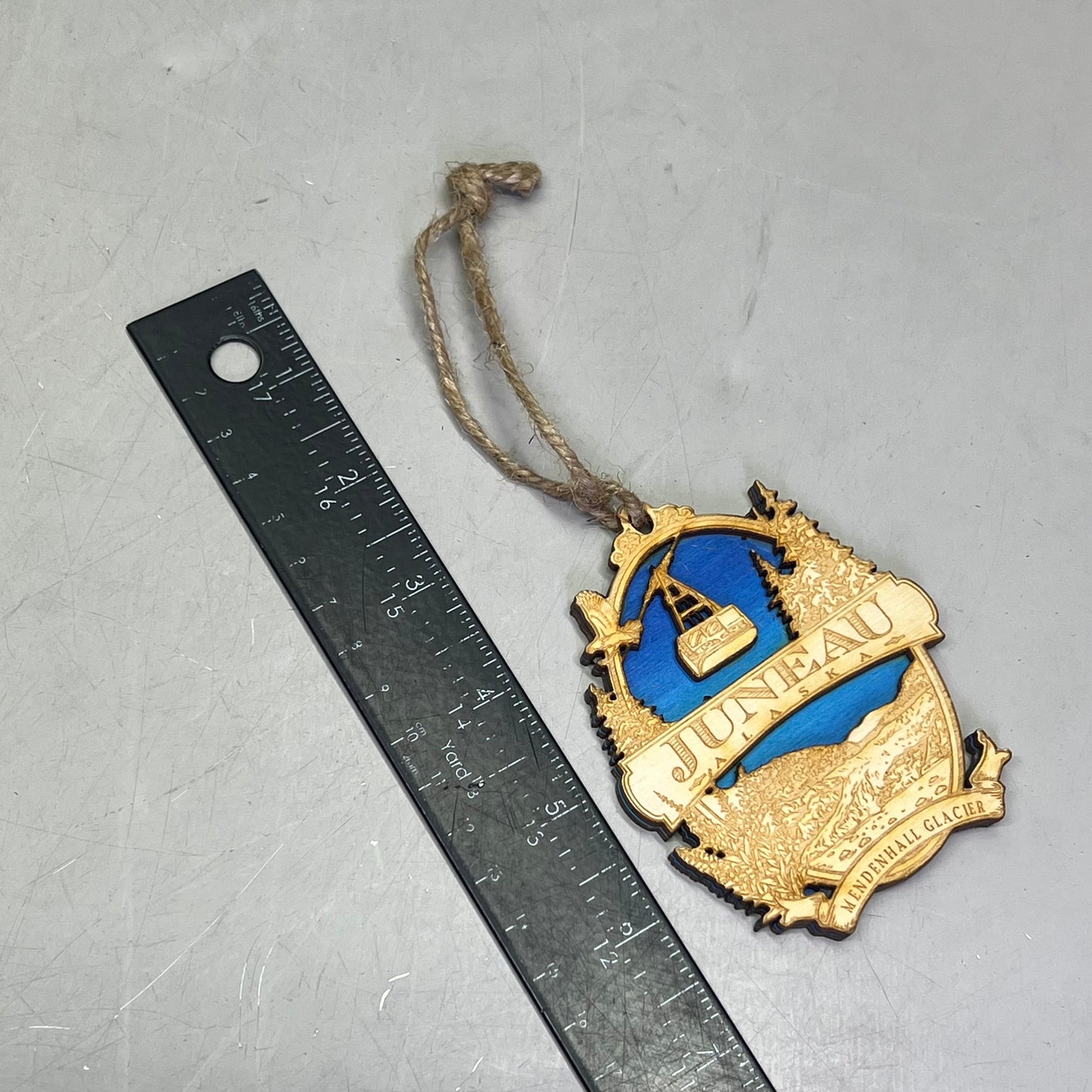 ZA@ (2 PACK) Mendenhall Glacier Lasered Wood Collectable Ornament JuneauAK Souvenir