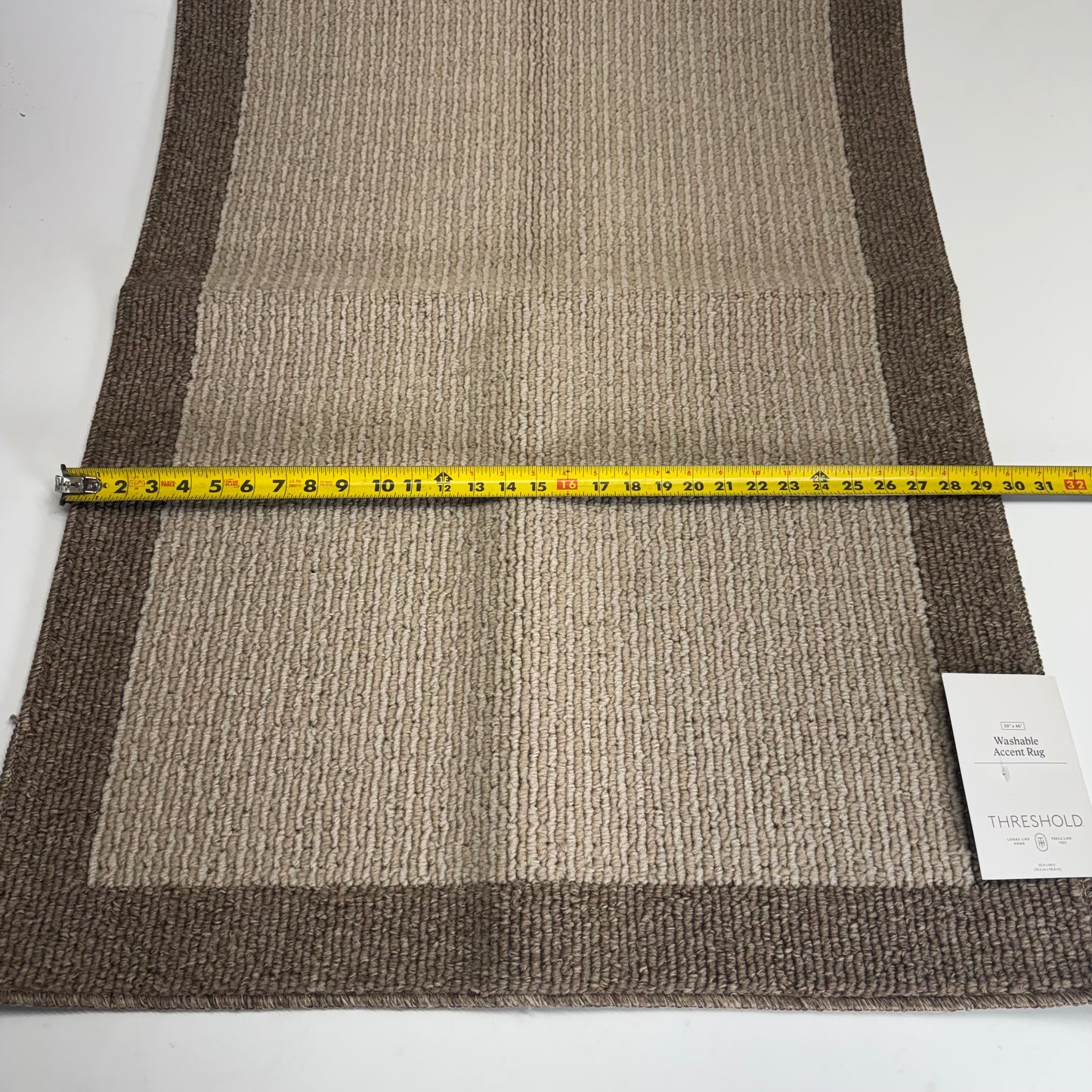 THRESHOLD Threshold Target Washable Madison Border Accent Rug, Tan Sz 30" x 46"