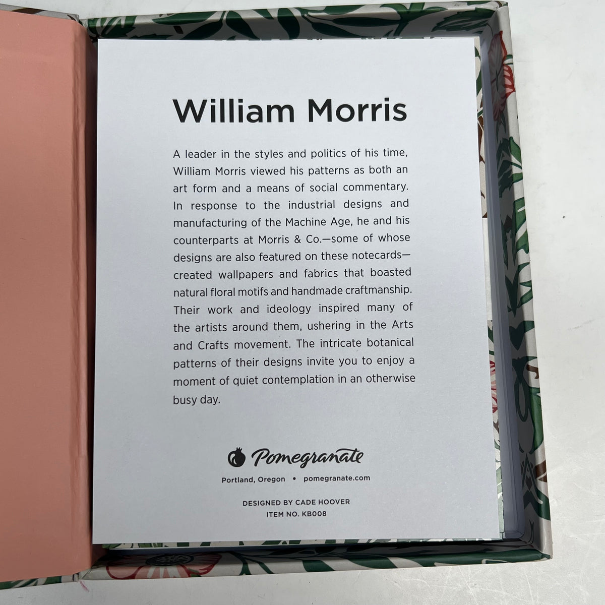 POMEGRANATE (2 PACK, 16 EACH) William Morris Notecards W/ Envelopes 4x5" KB008