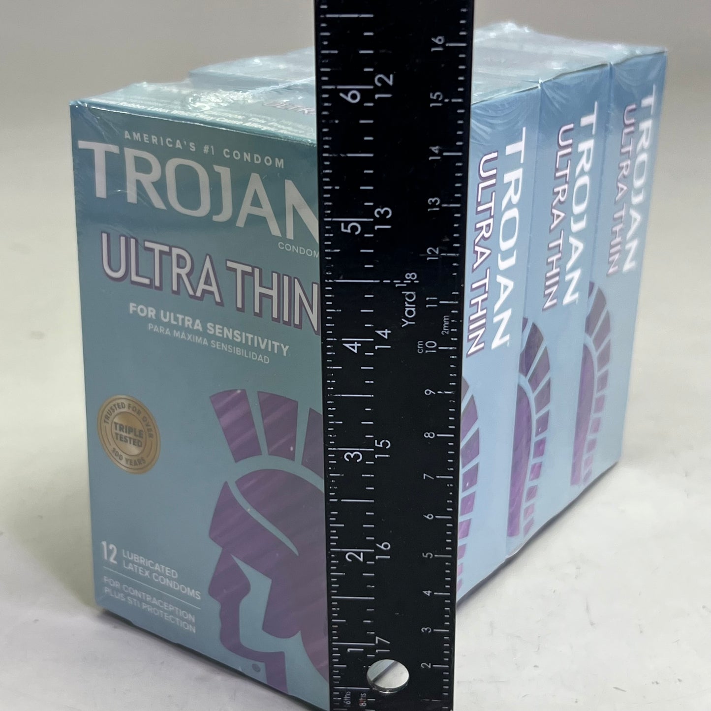 TROJAN (4 Boxes of 12) Ultra Thin Latex Condoms, Light Mint BB 01/26