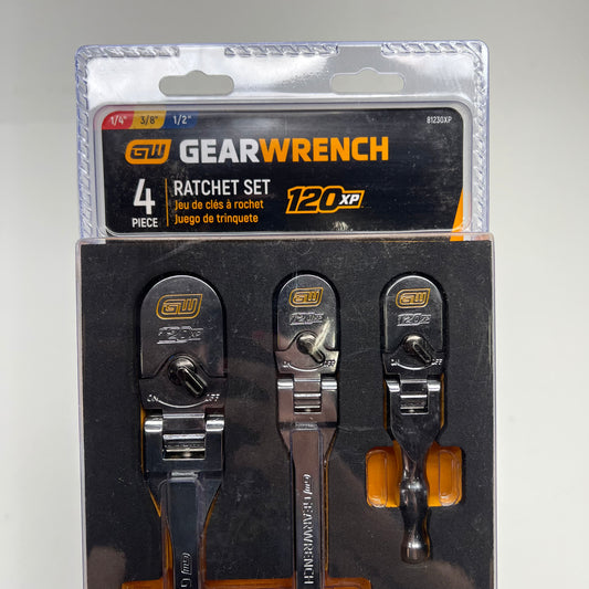 GEAR WRENCH Full Polish Flex Handle Teardrop Ratchet Set 1/4, 3/8" & 1/2" 120XP