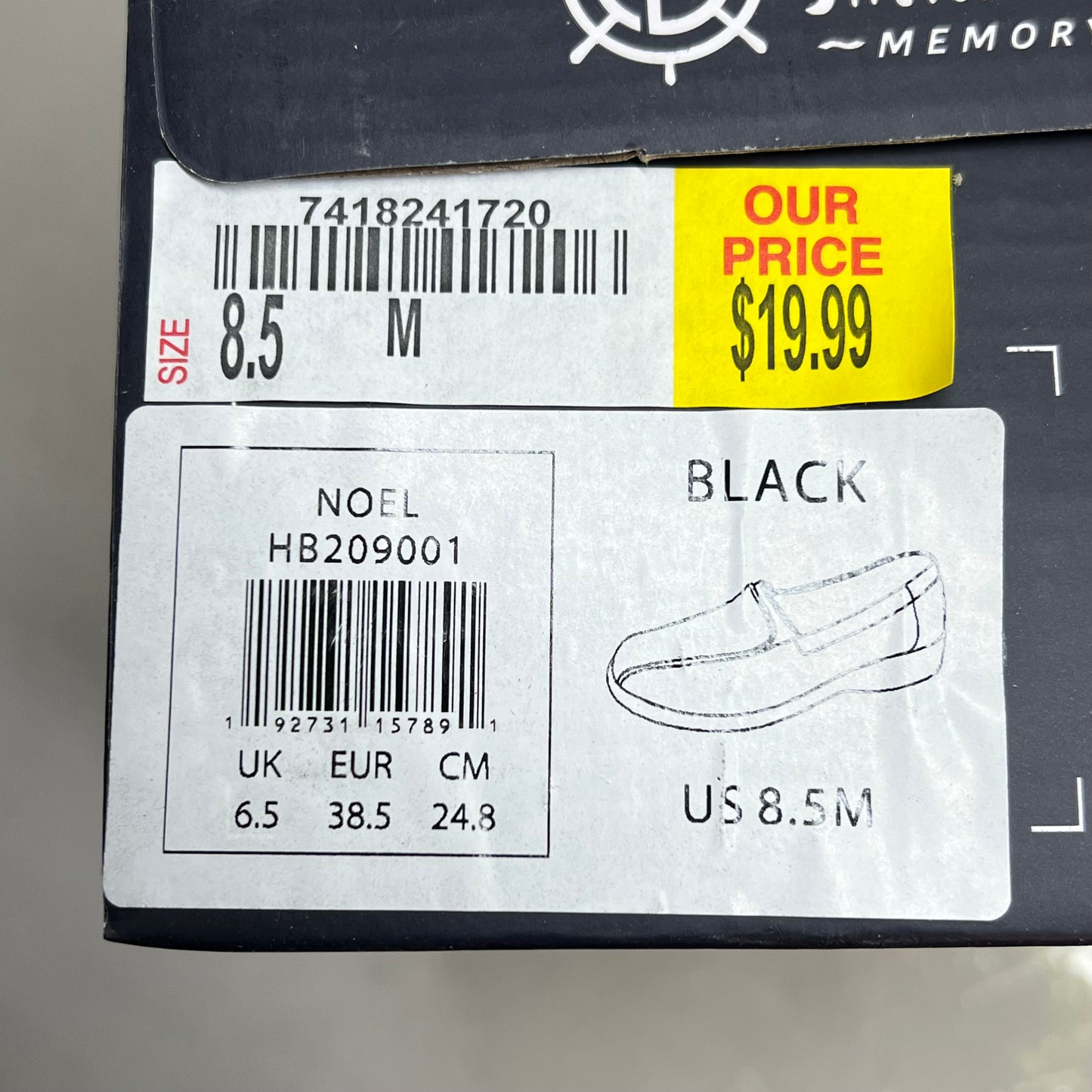 HARBORSIDES Noel Memory Foam Slip On Shoes Faux Leather Women's Sz 8.5 Black