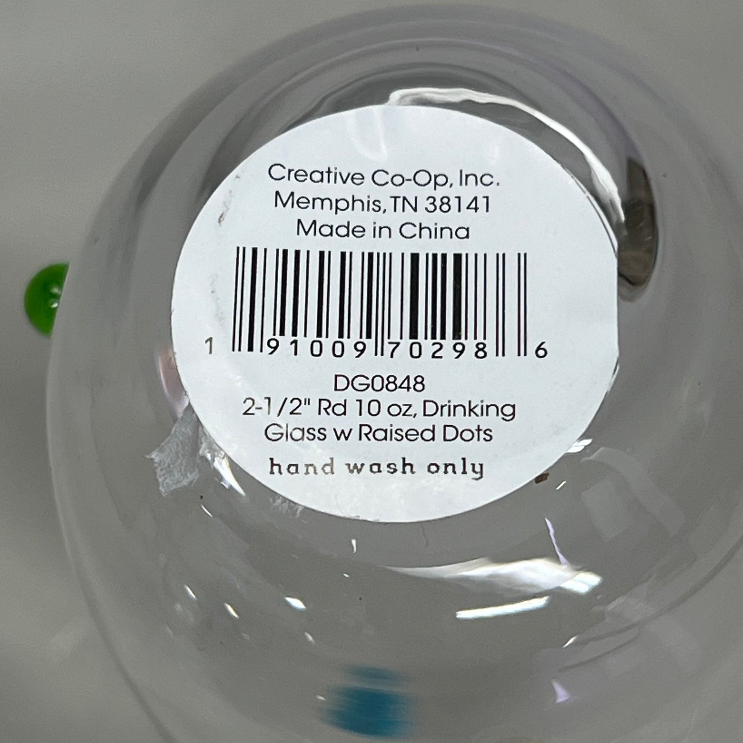 CREATIVE CO-OP (4 PACK) Handmade Drinking Glass Raised Dots 10oz Multicolor DG0848
