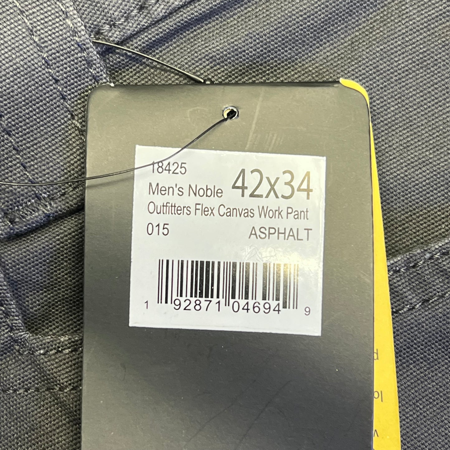 NOBLE OUTFITTERS Flex Stretch Canvas Work Pant Men's Sz 42x34 Asphalt 18425