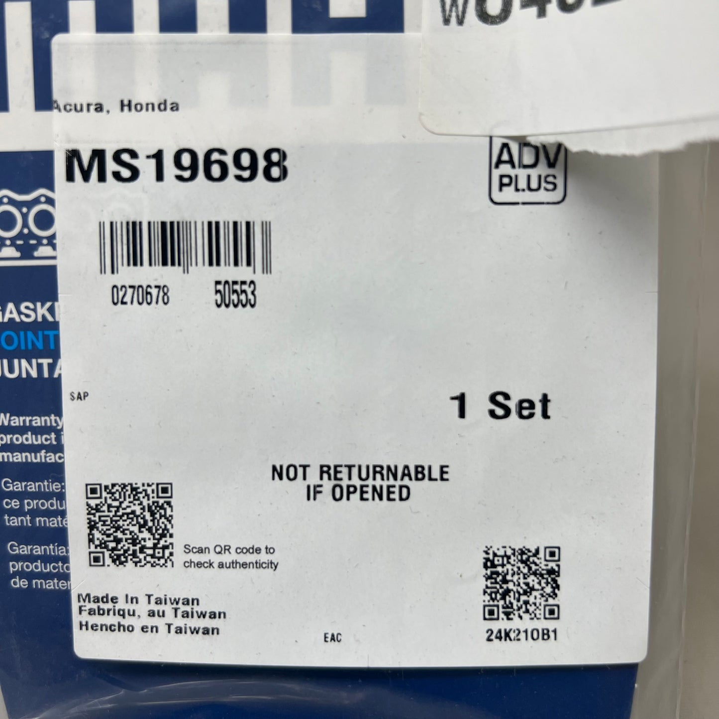 MAHLE Exhaust Manifold Gasket For Acura & Honda MS19698
