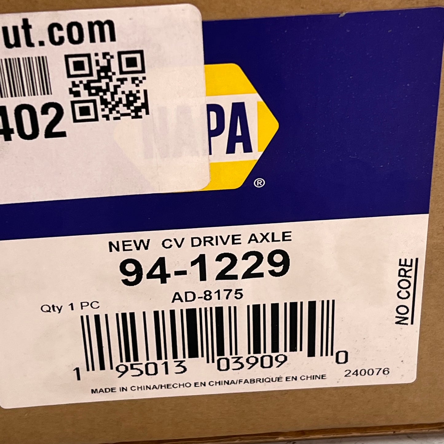 NAPA CV Drive Axle For Audi Q5 2013-2017 Vehicles 94-1229