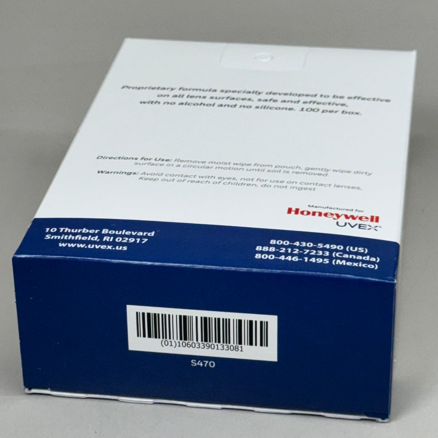 HONEYWELL UVEX (100 PACK) Clear Plus Lens Cleaning Wipes 5" x 6" S470