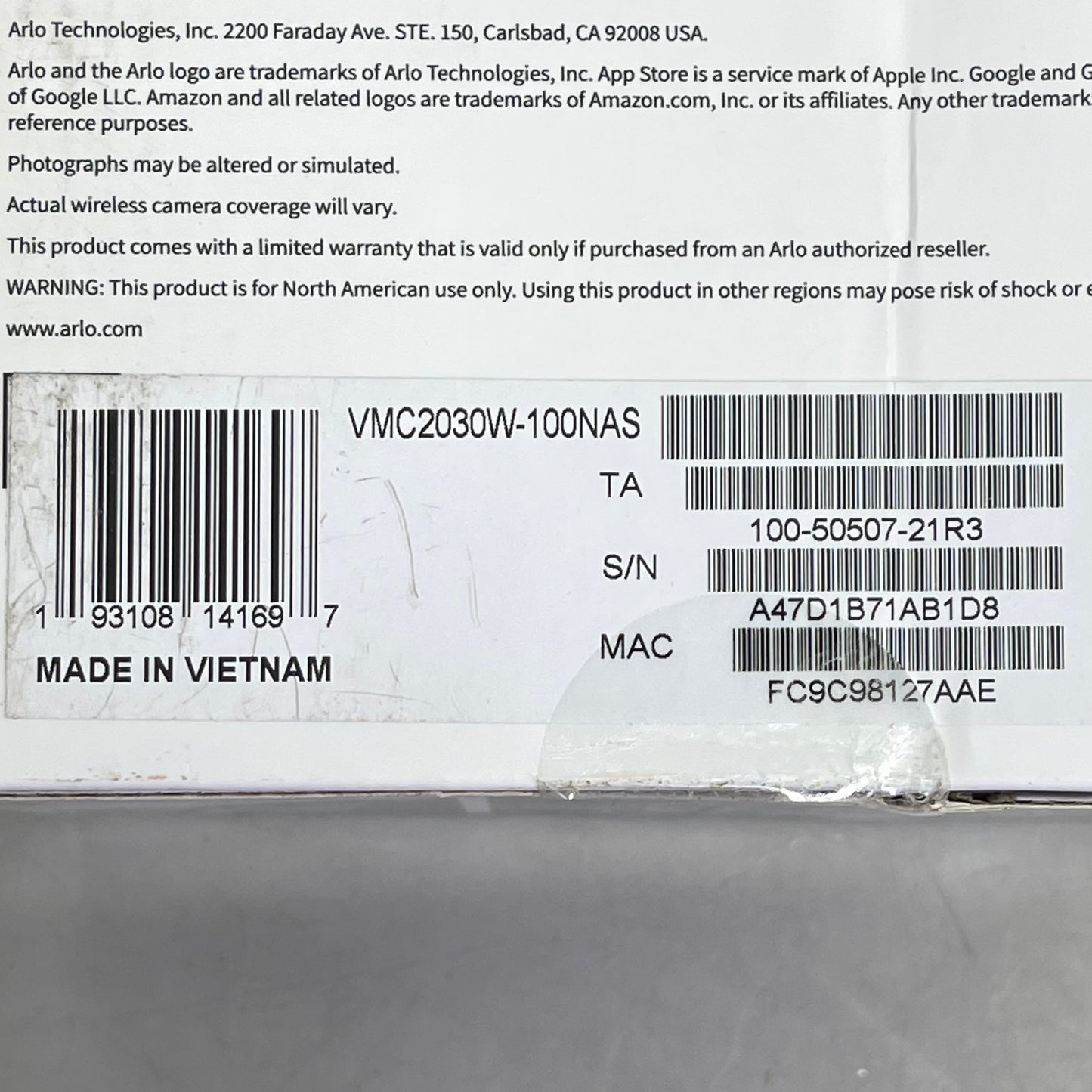 ARLO Wire-Free Spotlight Security Camera 130° FOV White VMC2030W-100NAS