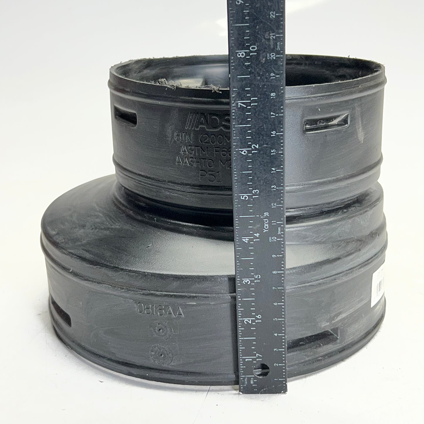 ADS 8" X 6" Reducing Coupler, Black 0816AA