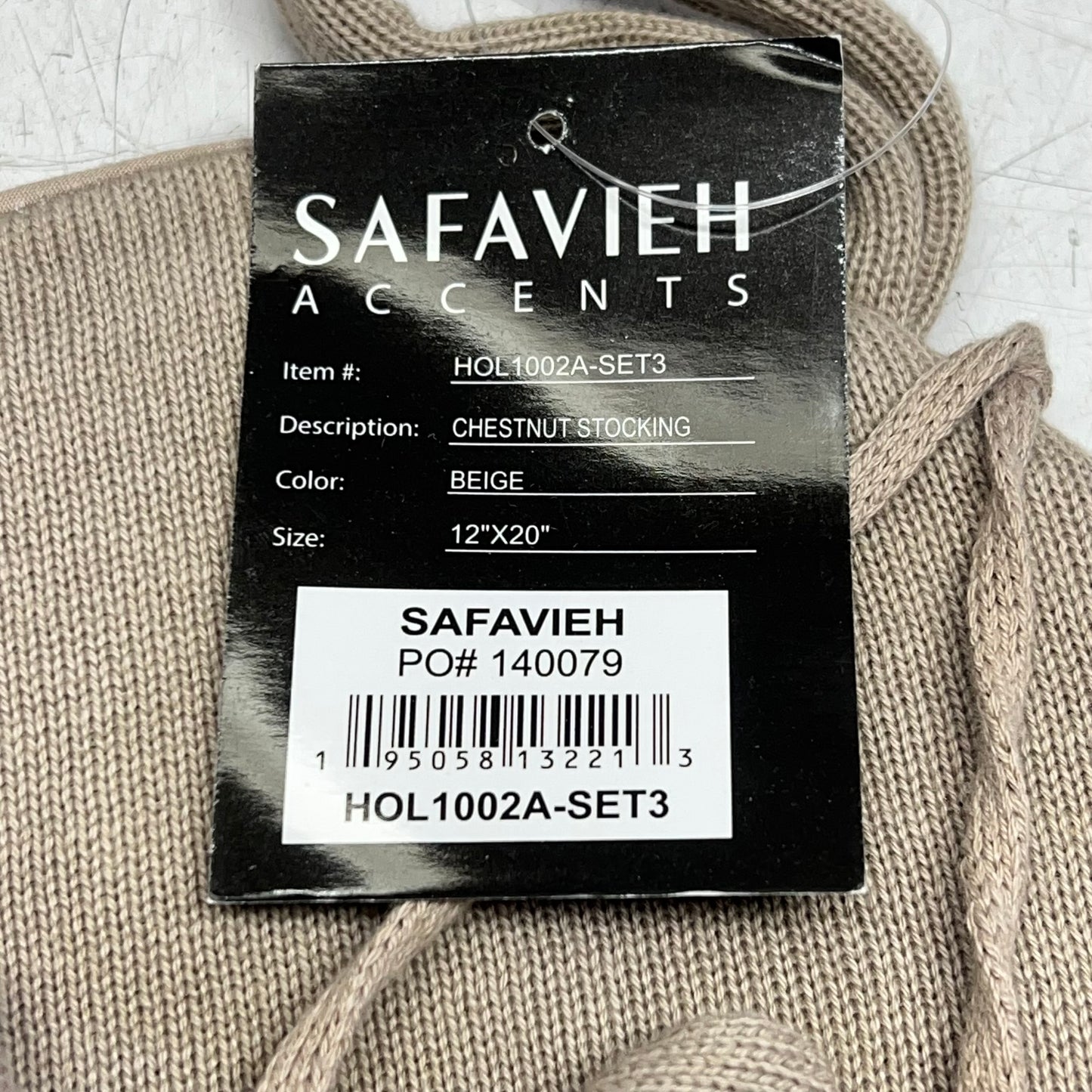 SAFAVIEH (SET OF 3) Dog Bone Stockings 20" Red, Beige & White HOL1002A-SET3