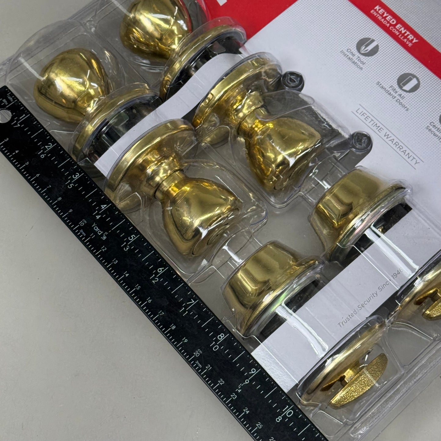 KWIKSET Tylo 400 Knobs & 660 Single Cylinder Deadbolts Polished Brass 92420-031
