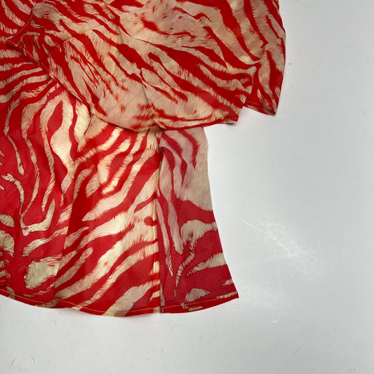 SKIMS Sheer Open Front Sarong Women's Sz L Carmine Zebra Print CU-ONE-10711W