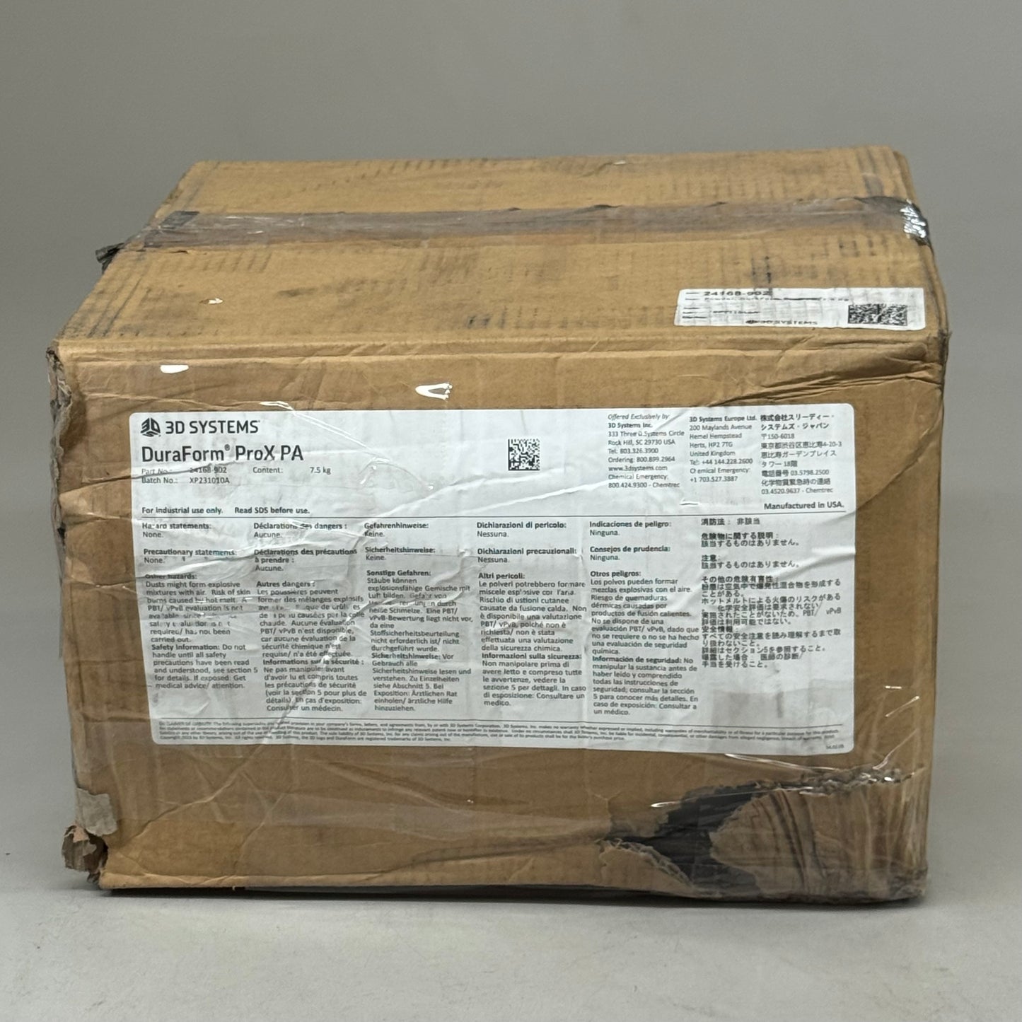 3D SYSTEMS DuraForm ProX PA SLS Tough Injection Thermoplastic Material 7.5 kg (16.5 lbs) White 24168-902 (New Other)