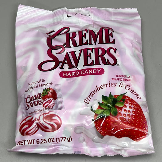 ZA@ ICONIC CANDY (12 PACK) Hard Candy Savers Strawberries & Creme 6.25 oz BB 03/28 (New Other, Distressed Box)