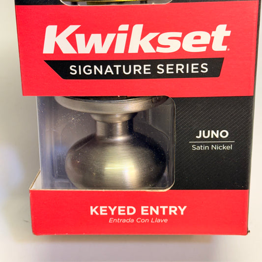 KWIKSET Juno Keyed Entry Knob Door Smartkey Security Satin Nickel 97402-736