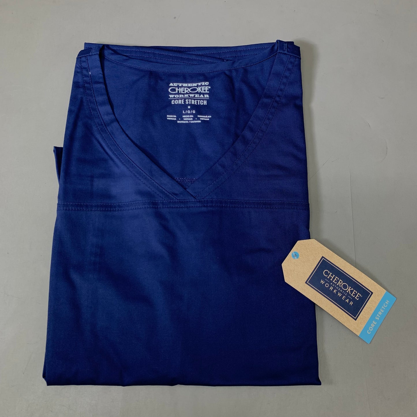 CHEROKEE Modern Classic Scrubs Top Core Stretch Women's SZ L Navy 4727