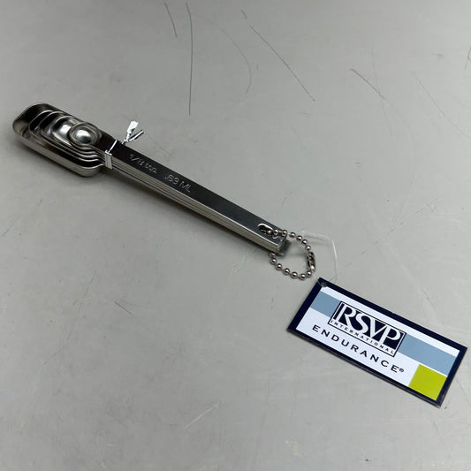 RSVP (6 Spoons) Endurance Stainless Steel Measuring Spice Spoon Set 1/8tsp,1/4tsp,1/2tsp,3/4tsp,1tsp, 1tbs