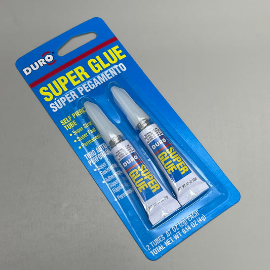 DURO (12 PACK) Super Glue Tube Self Piercing Permanent Clear 2pk .07oz 1347649