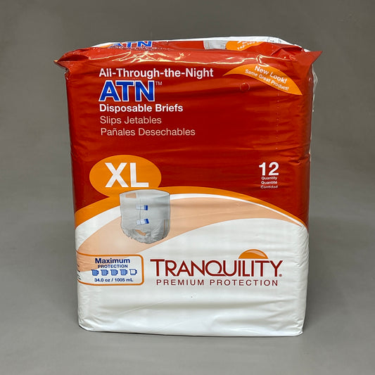 TRANQUILITY 72-PACK! All-Through-the-Night Disposable Briefs Sz XL 56" - 64" 2187 (New)