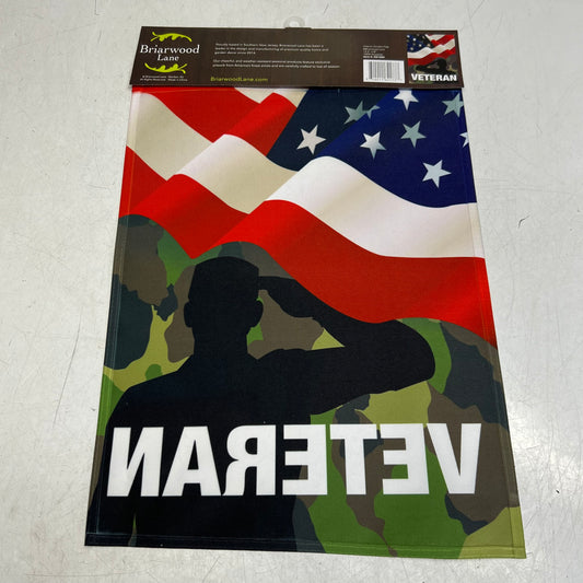 BRIARWOOD LANE Veteran Military Garden Flag Sz 12.5" x 18" Red & White G01604