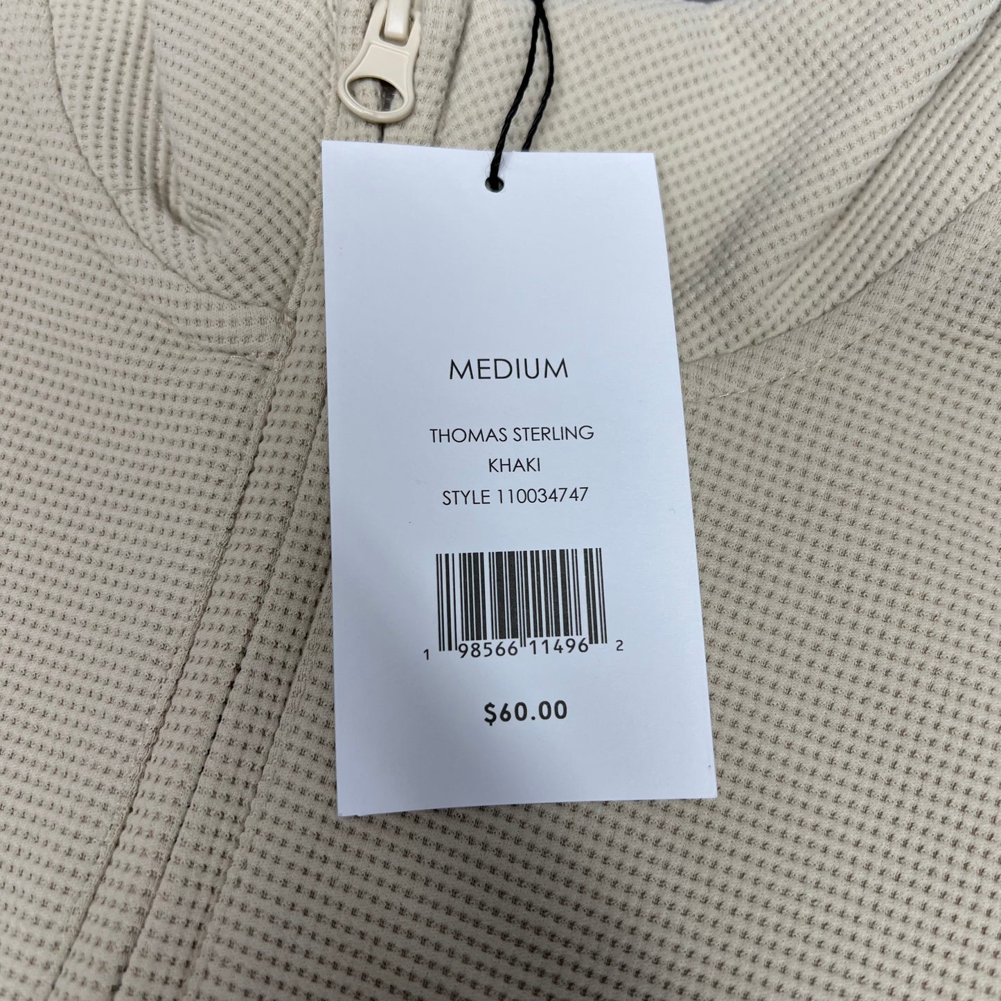 THOMAS STERLING Half Zip Up Waffle Knit Jacket Men's Sz M Khaki 110034747