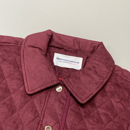 BRIDGE HAMPTON ISSAC MIZRAHI LIVE! Faux Suede Coat Full Snap Up Spiced Wine Sz L