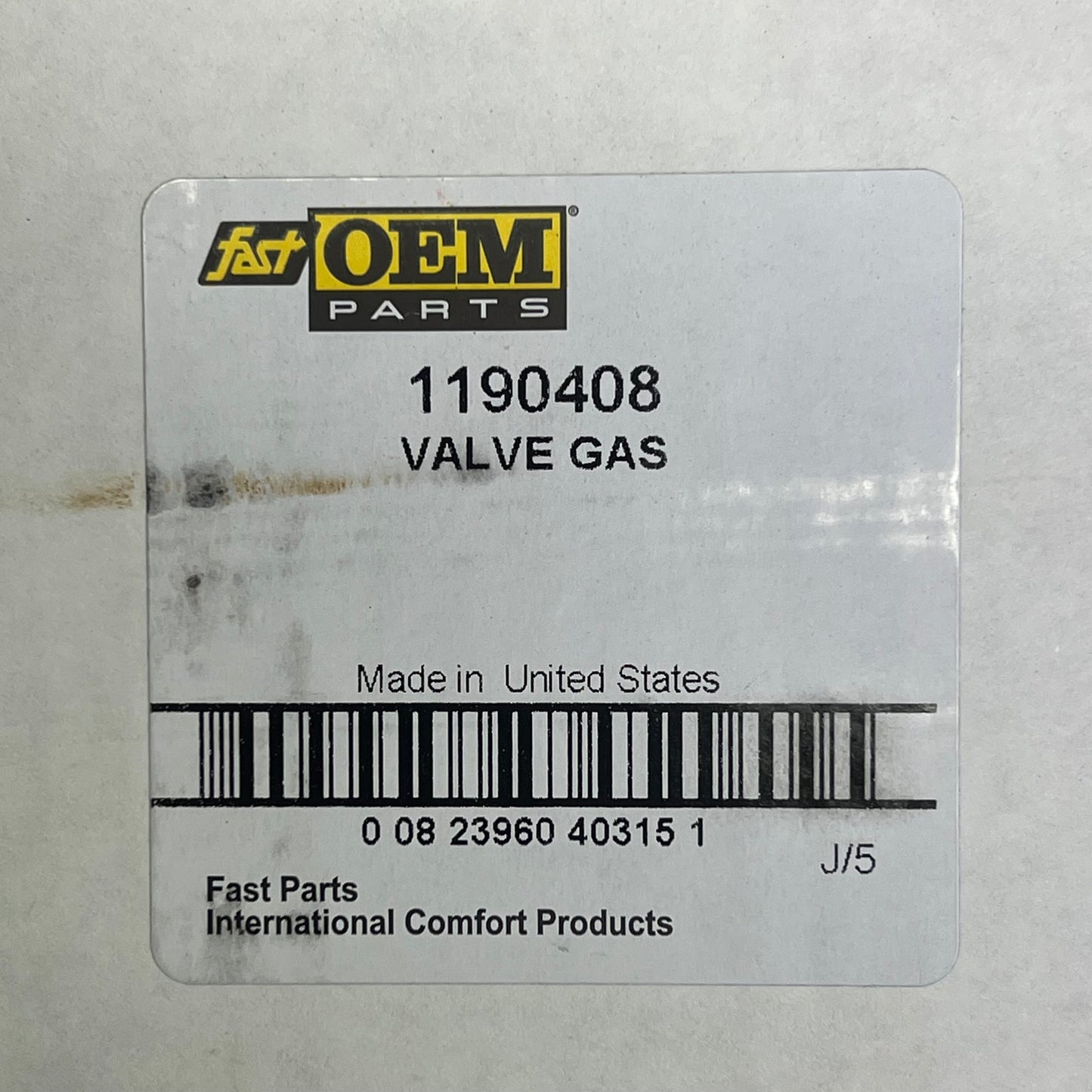 FAST OEM WC Nat 1/2" Gas Valve HVAC Equipment 24v 3.5" 1190408